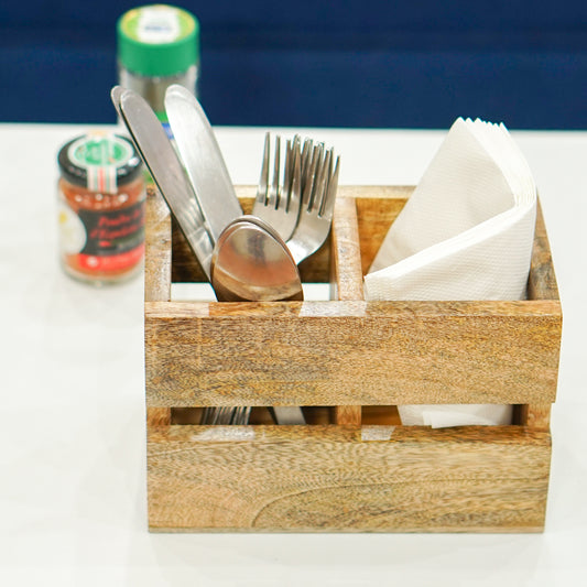 Berlin - Wooden Strips Cutlery Holder (8x4x5 Inches)