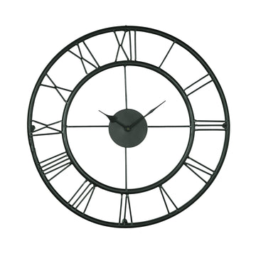 Hanoi - Metal Black Wall Clock for Home and Office (18 Inch)