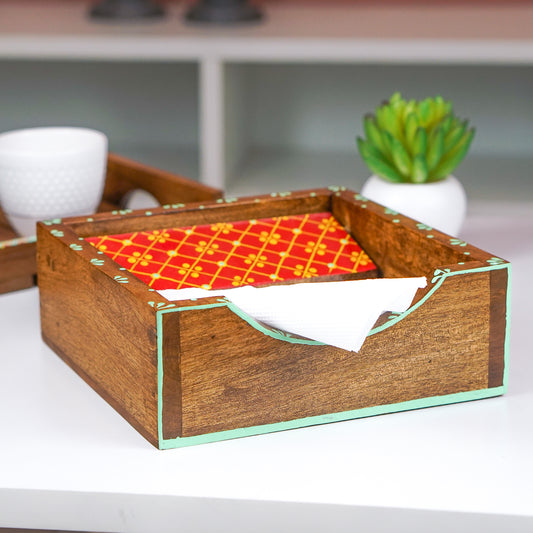 Del Rio - Wooden Hand Painted Tissue Box with Lid